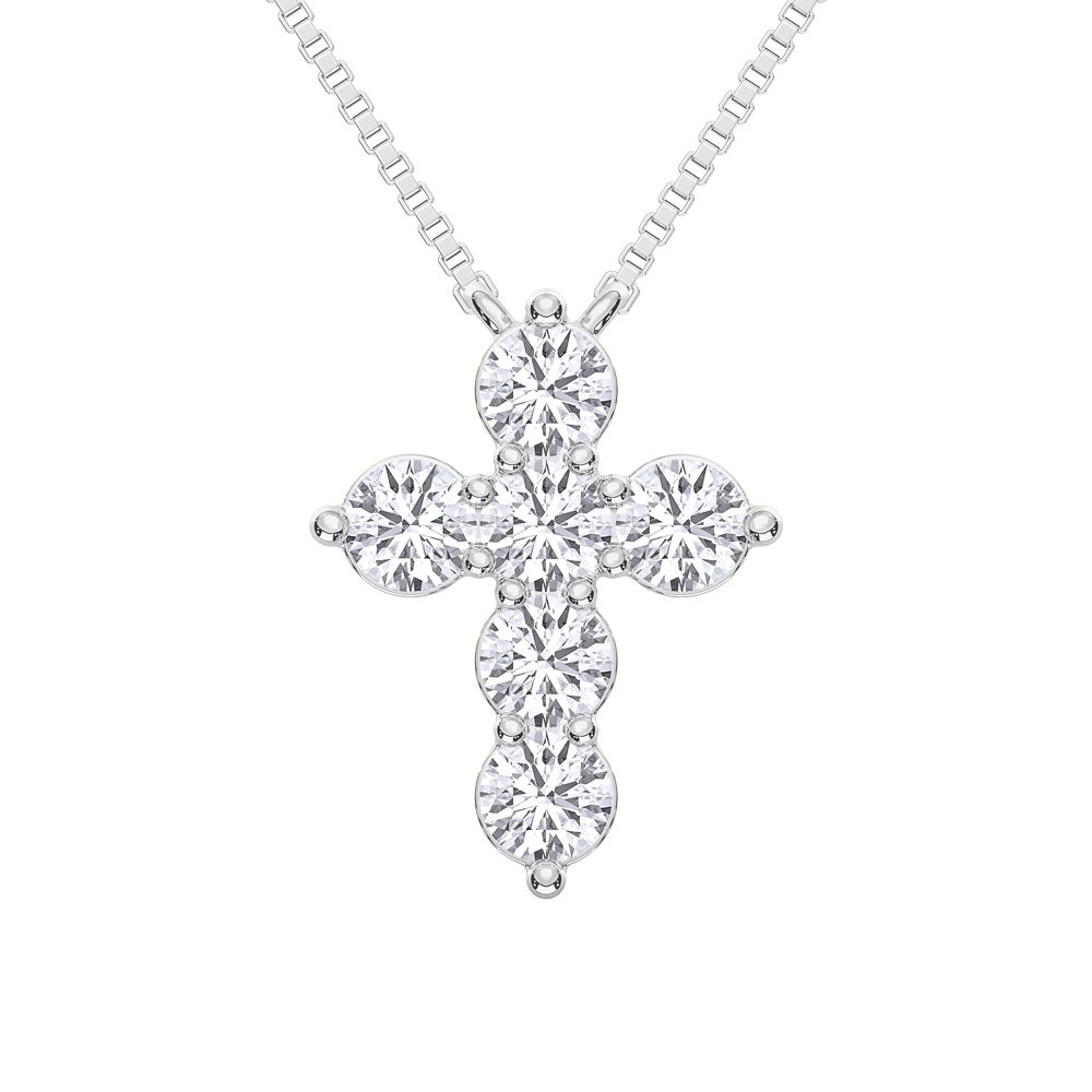 10K White Gold 1/2 Ct.Tw. Labgrown Diamond Cross Pendant