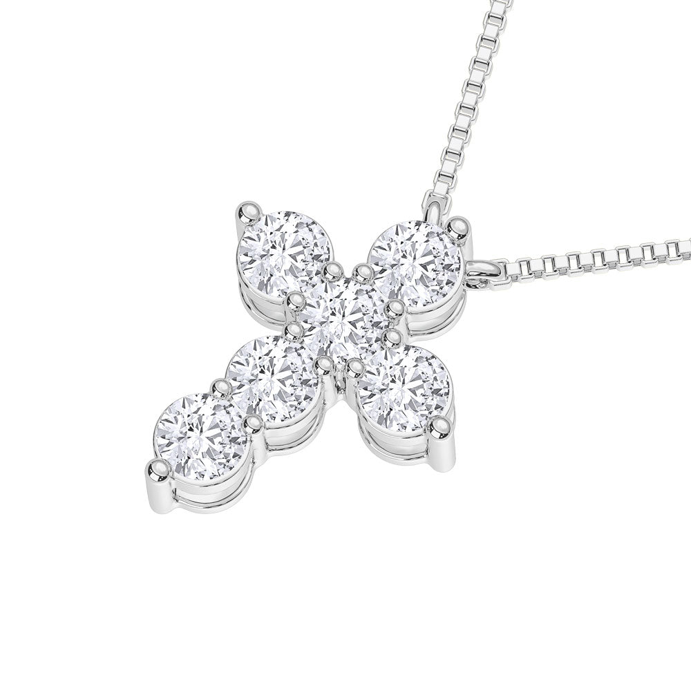 10K White Gold 1/2 Ct.Tw. Labgrown Diamond Cross Pendant