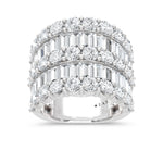 14K White Gold Lab Grown Diamond  4 Ct.Tw. Round and Baguette Fashion Ring