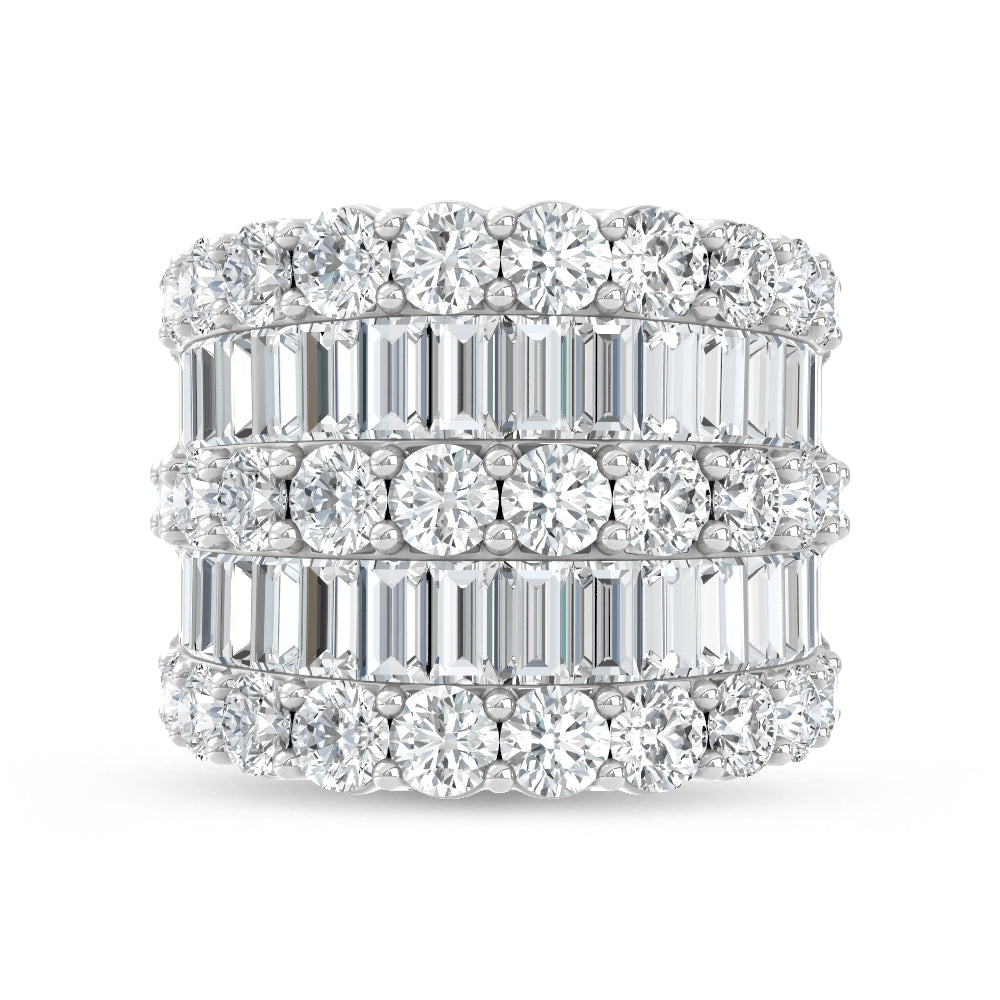 14K White Gold Lab Grown Diamond 4 Ct.Tw. Round and Baguette Fashion Ring