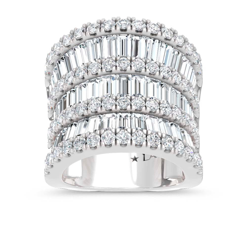 14K White Gold Lab Grown Diamond Round and Tapper 5 Ct.Tw. Fashion Ring