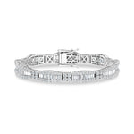14K White Gold Lab Grown Diamond 7 Ct.Tw. Round and Baguette Fancy Bracelet