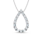 14K White Gold Lab Grown Diamond Round and Tapper 2 Ct.Tw. Pear Shape Necklace