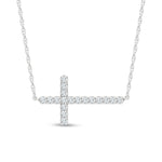 10K White Gold Lab Grown Diamond 1/2 Ct.Tw. Cross Pendant