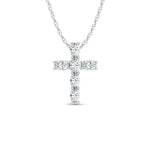 14K White Gold Lab Grown Oval Shape Diamond 1 Ct.Tw. Cross Pendant