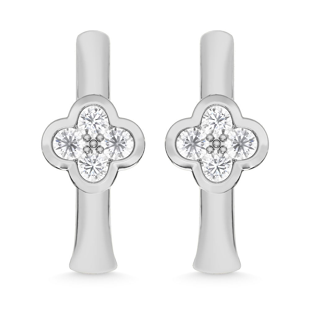 10K White Gold Lab Grown Diamond 1/10 Ct.Tw. Hoop Earrings