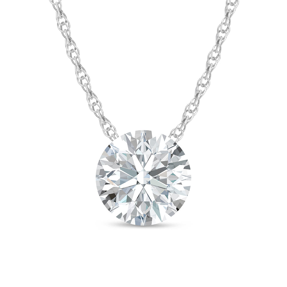 14K White Gold Lab Grown Diamond 2 Ct.Tw. Solitaire Slide Pendant