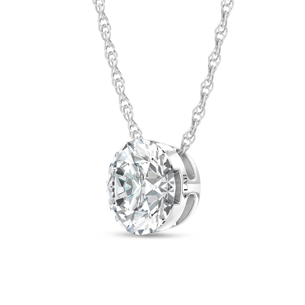 14K White Gold Lab Grown Diamond 2 Ct.Tw. Solitaire Slide Pendant