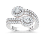 14K White Gold Lab Grown Diamond Round and Oval 1 1/2 Ct.Tw. Fashion Ring