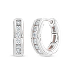 10K White Gold Lab Grown Diamond  Channel set 1/4 Ct.Tw. Hoop Earrings
