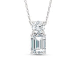 14K White Gold Lab Grown Diamond 1 Ct.Tw. Round and Emerald Fashion Pendant