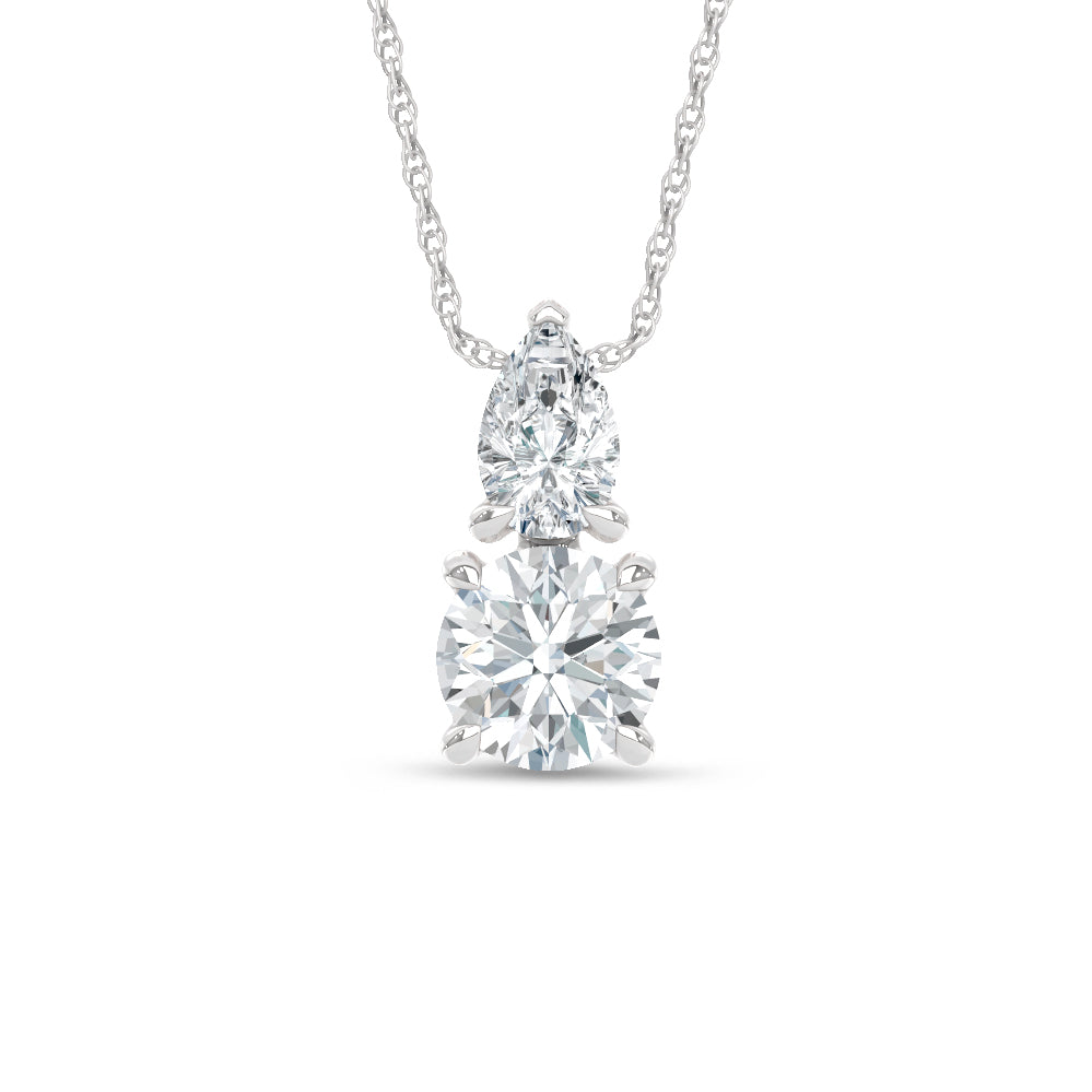 14K White Gold Lab Grown Diamond 1 Ct.Tw. Round and Pear Fashion Pendant