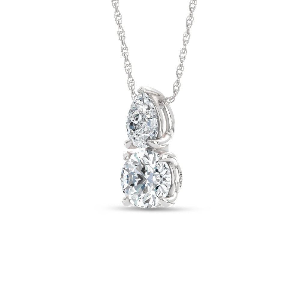 14K White Gold Lab Grown Diamond 1 Ct.Tw. Round and Pear Fashion Pendant