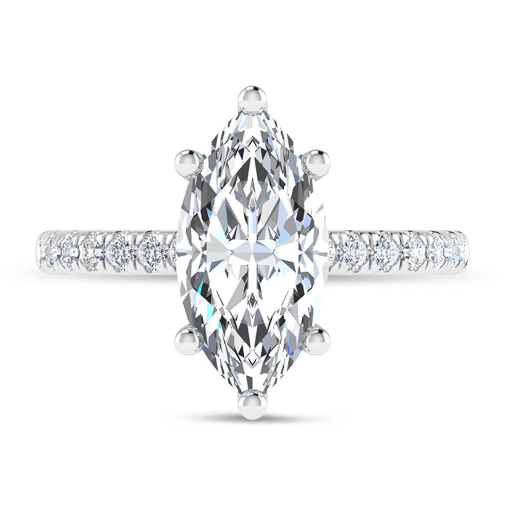 14K White Gold 2 3/8 Ct.Tw. Labgrown Diamond Marquise Shape Engagement Ring