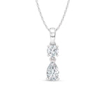 14K White Gold Lab Grown Diamond  1/2 Ct.Tw. Round and Pear Fashion Pendant