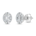 10K White Gold Lab Grown Oval and Round Diamond 1/3 Ct.Tw. Stud Earrings