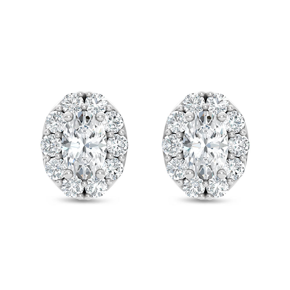 10K White Gold Lab Grown Oval and Round Diamond 1/3 Ct.Tw. Stud Earrings