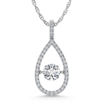14K White Gold Lab Grown Diamond 5/8 Ct.Tw. Pear Shape Shimmering Pendant (Center 1/2 ctw)
