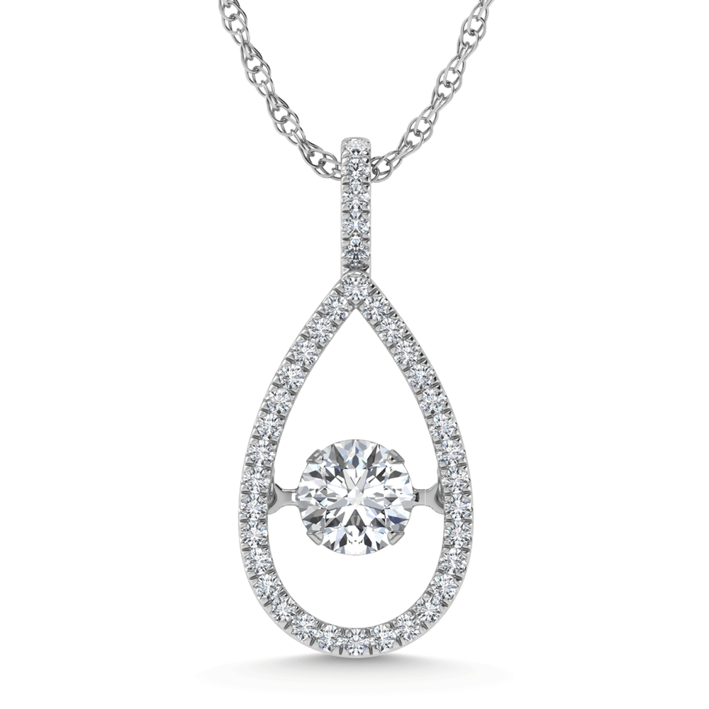 14K White Gold Lab Grown Diamond 5/8 Ct.Tw. Pear Shape Shimmering Pendant (Center 1/2 ctw)