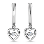 10K White Gold Lab Grown Diamond 1/6 Ct.Tw. Heart Shape Plain Halo Earrings