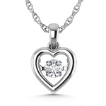 10K White Gold Lab Grown Diamond 1/5 Ct.Tw. Heart Shape Plain Halo Pendant