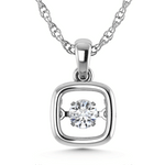 10K White Gold Lab Grown Diamond 1/5 Ct.Tw. Cushion Shape Plain Halo Pendant