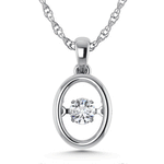 10K White Gold Lab Grown Diamond 1/5 Ct.Tw. Oval Shape Plain Halo Pendant