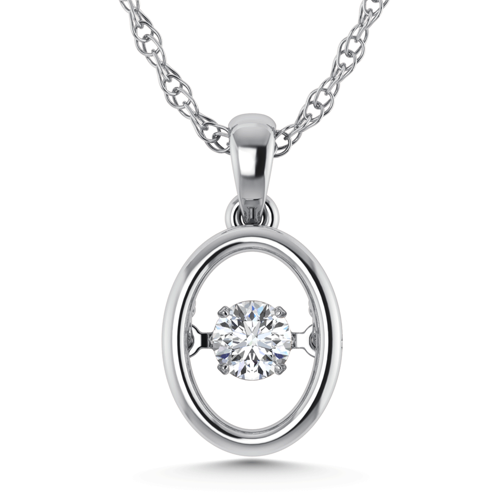 10K White Gold Lab Grown Diamond 1/5 Ct.Tw. Oval Shape Plain Halo Pendant