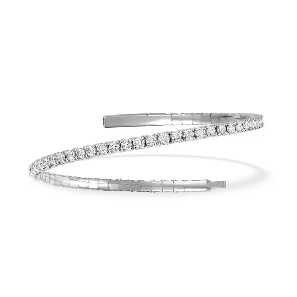 Lab Grown Diamond 2 Ct.Tw. Half Way Flexible Bangle in 14K White Gold (Size 6.75)