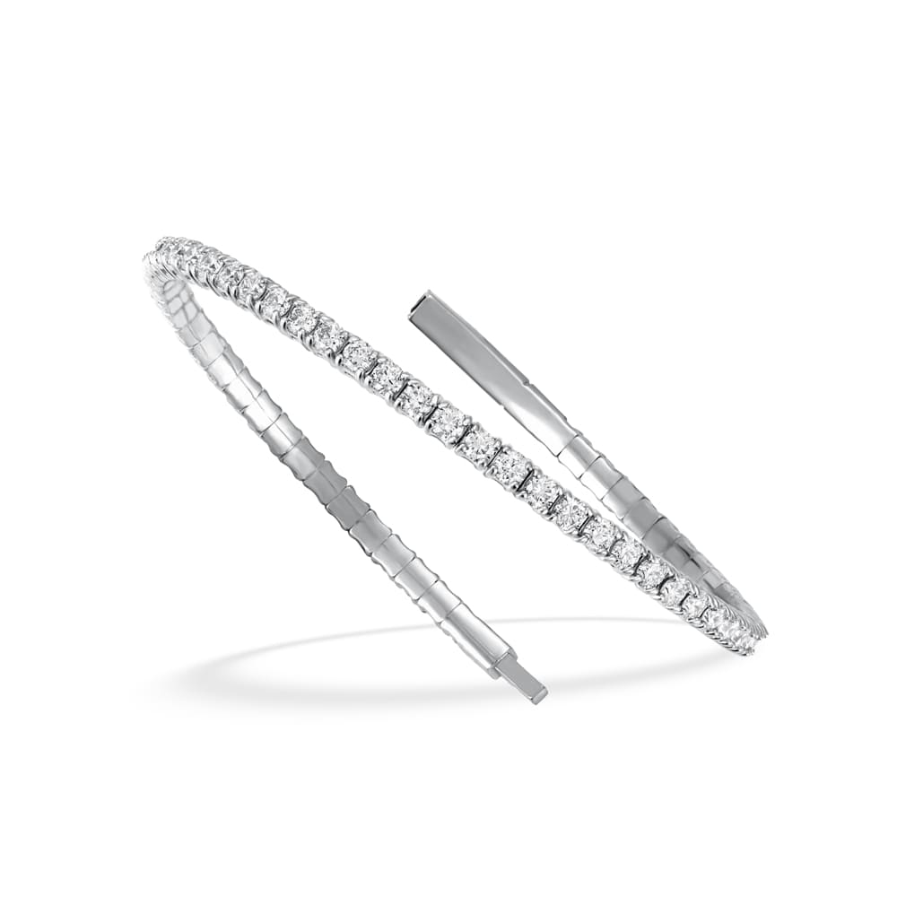 Lab Grown Diamond 1 Ct.Tw. Half Way Flexible Bangle in 14K White Gold (Size 6.75)