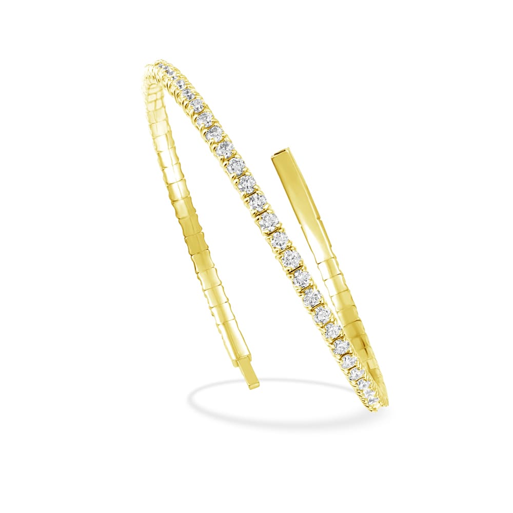 Lab Grown Diamond 1 Ct.Tw. Half Way Flexible Bangle in 14K Yellow Gold (Size 6.75)