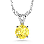 14K White Gold Lab Grown Yellow Diamond 1/2 Ct.Tw. Solitaire Pendant