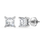 14K White Gold Lab Grown Diamond 1 Ct.Tw.  CVD VS1+ G+ Princess Stud Earrings (Available in 0.50ctw to 4ctw)