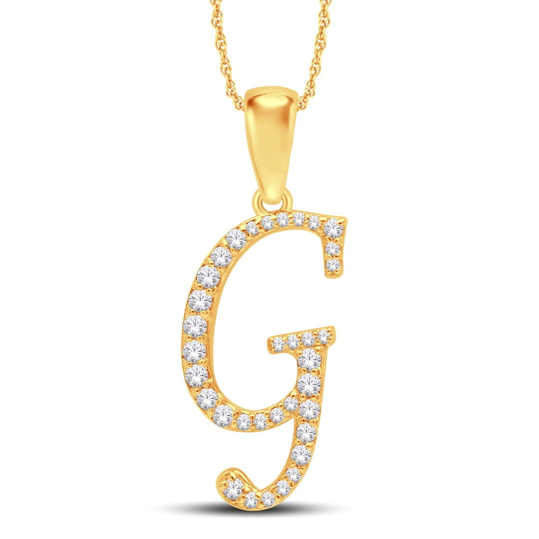 10 Karat All Yellow Gold 0.19 Carat Diamonds Initial (G) Pendant - Picasso Gold & Diamond Jewelry
