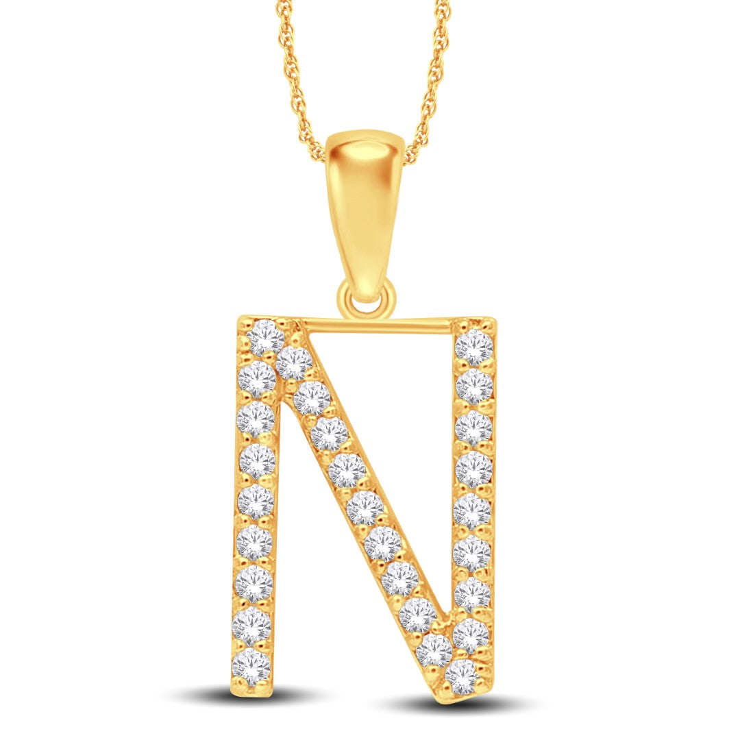 10 Karat All Yellow Gold 0.27 Carat Diamonds Initial (N) Pendant-0825443-ALY - Picasso Gold & Diamond Jewelry