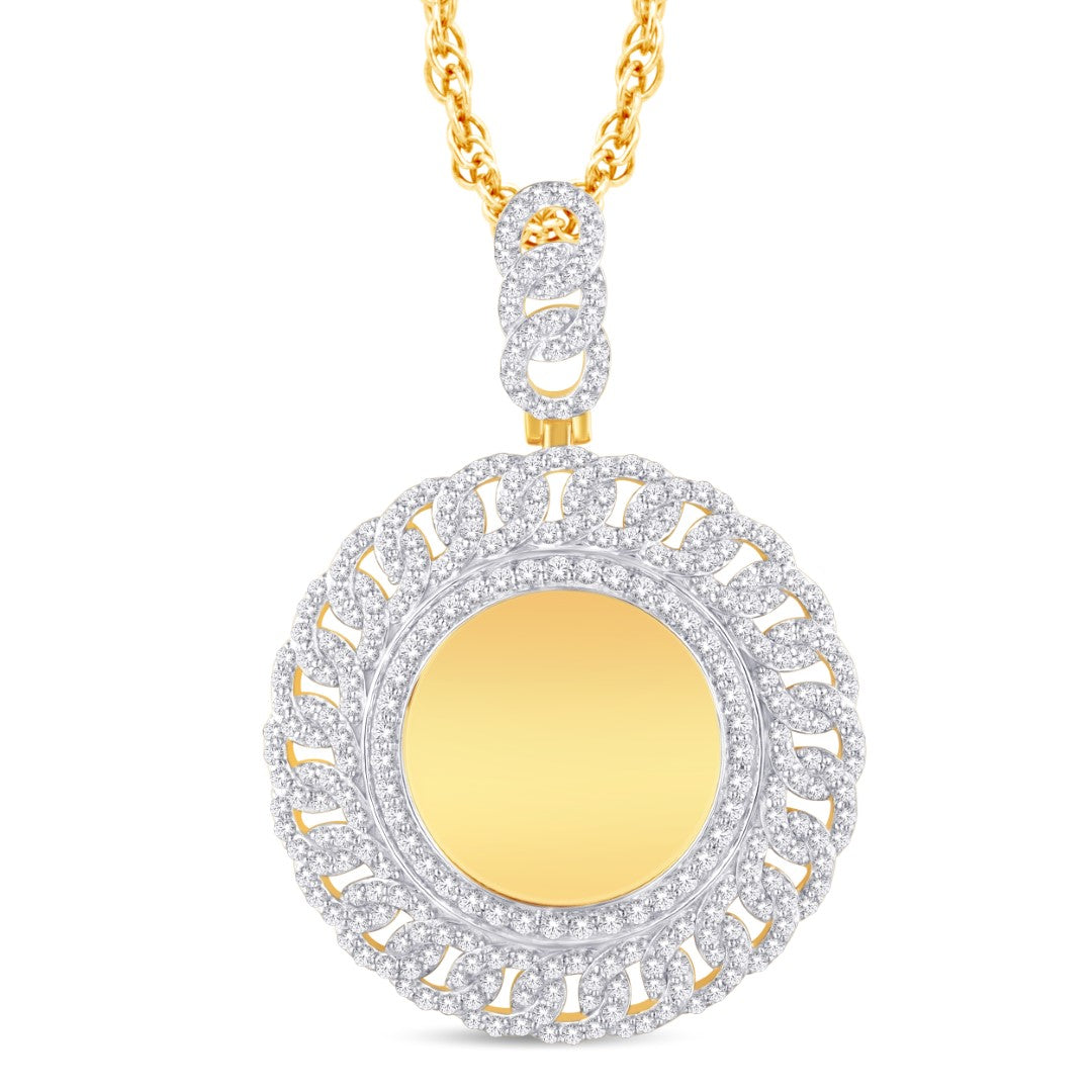10 Karat All Yellow Gold 3.20 Carat Diamonds Round Memory Charm HipHop Pendant - Picasso Gold & Diamond Jewelry