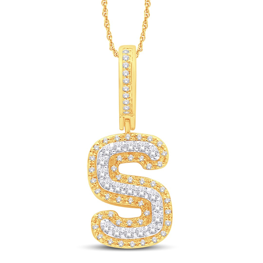 10 Karat White Gold 0.31 Carat Diamonds Initial (S) HipHop Pendant-1026160-WG - Picasso Gold & Diamond Jewelry