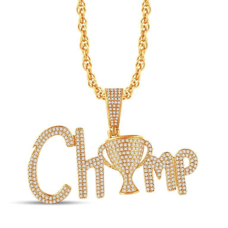 10 Karat All Yellow Gold 0.90 Carat Diamonds CHAMP Cup HipHop Pendant - Picasso Gold & Diamond Jewelry