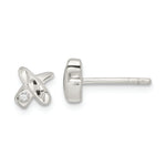 Sterling Silver Polished D/C X CZ Post Earrings
