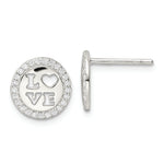 Sterling Silver Polished CZ Love Post Earrings