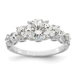 Sterling Silver Rhodium-plated Three Stone CZ Ring