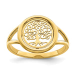 14k Polished Tree of Life in Circle Ring