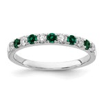 14K White Gold Lab Grown VS/SI FGH Dia & Created Emerald Band