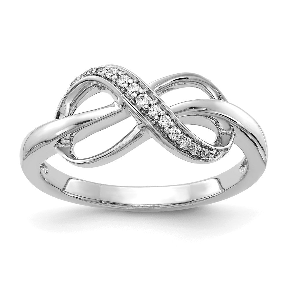 14K White Gold Diamond Infinity Ring – Pave Set Elegance