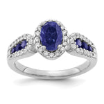 10K White Gold Lab Grown VS/SI FGH Dia and Oval Created Sapphire Ring