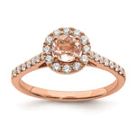 14k Rose Gold Morganite Diamond Halo Complete Engagement Ring