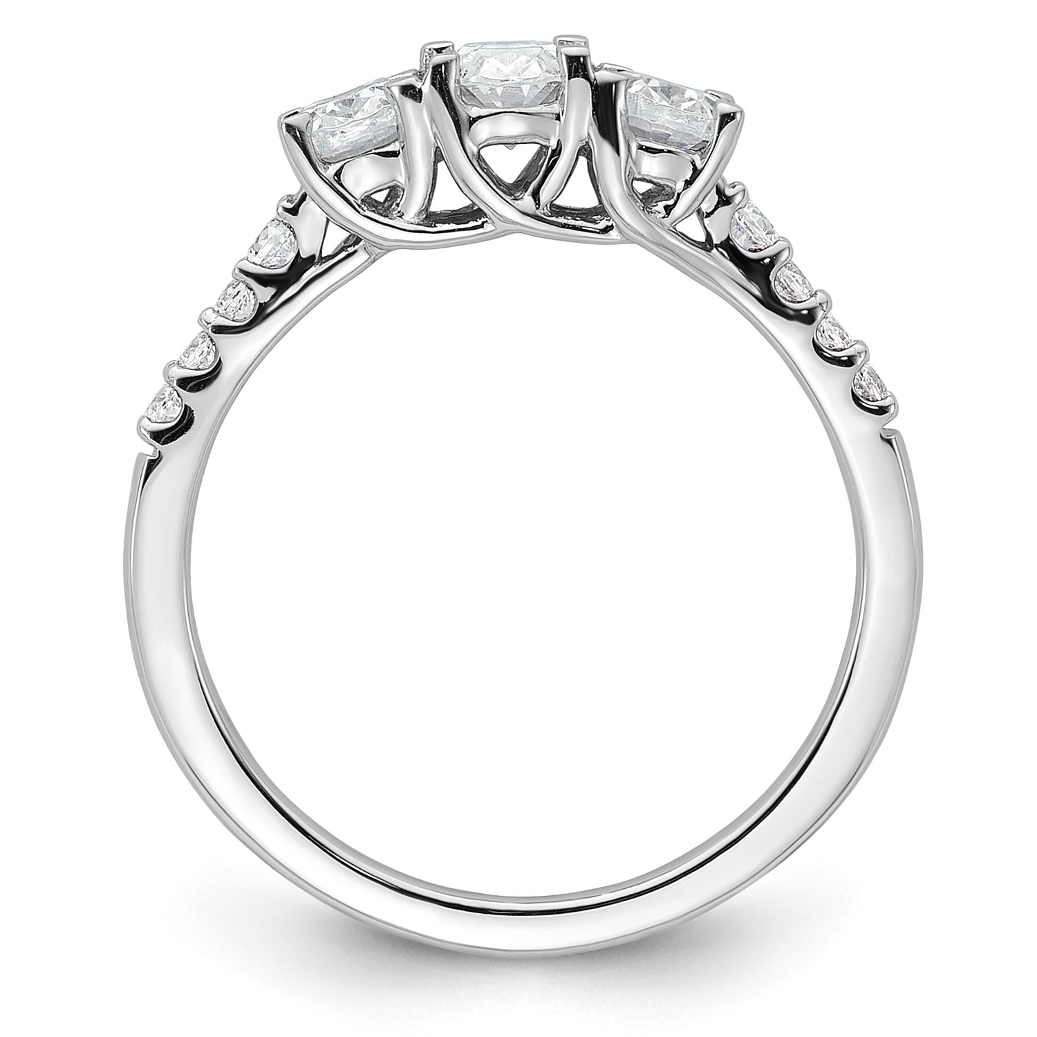 14K WG VS/SI FGH Lab Grown Diamond Complete 3-stone Ring