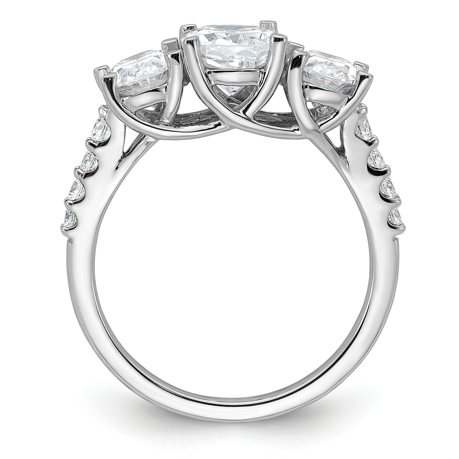 14K WG VS/SI FGH Lab Grown Diamond Complete 3-stone Ring