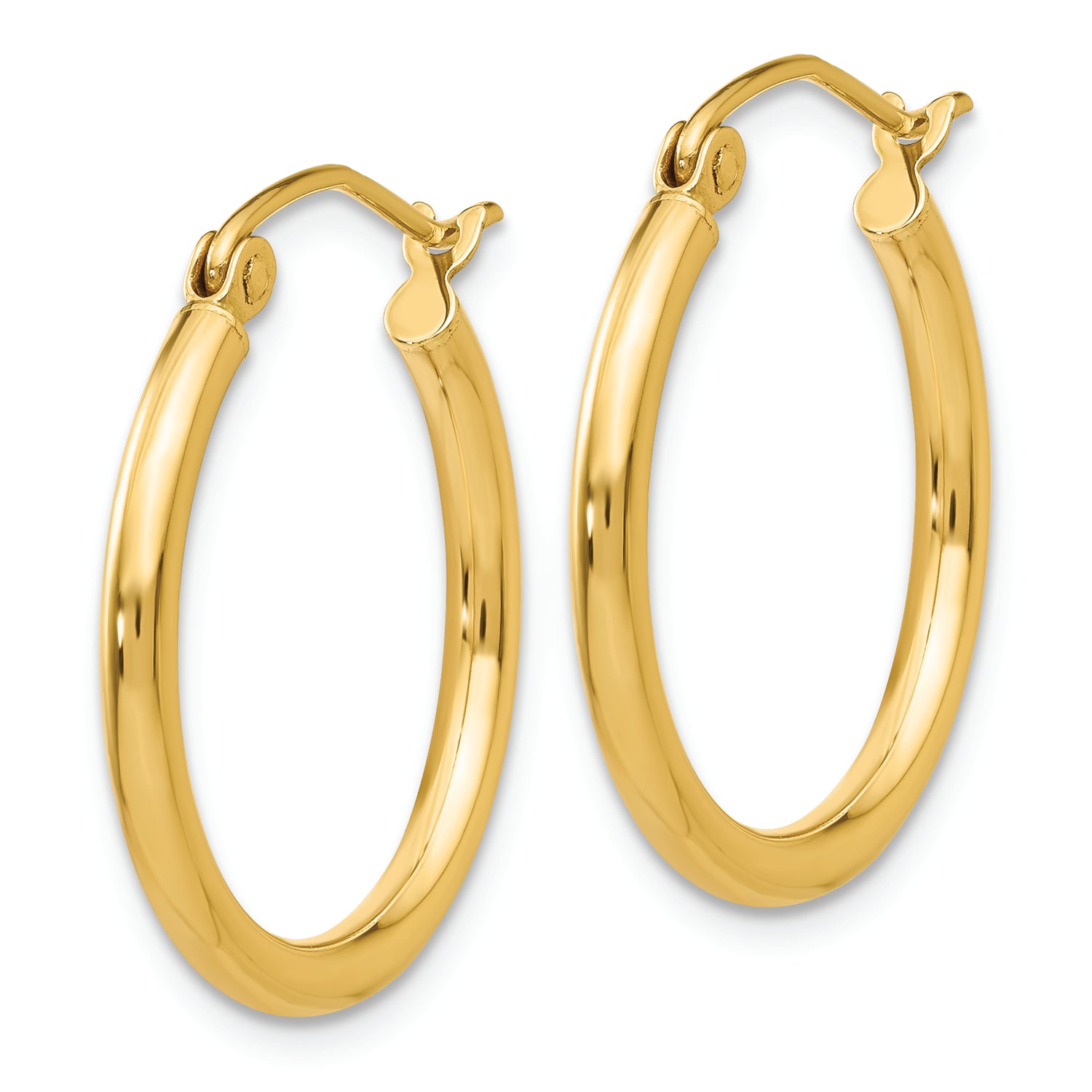 14K Yellow Gold 2x20mm Tube Hoop Earrings – Lightweight & Polished
