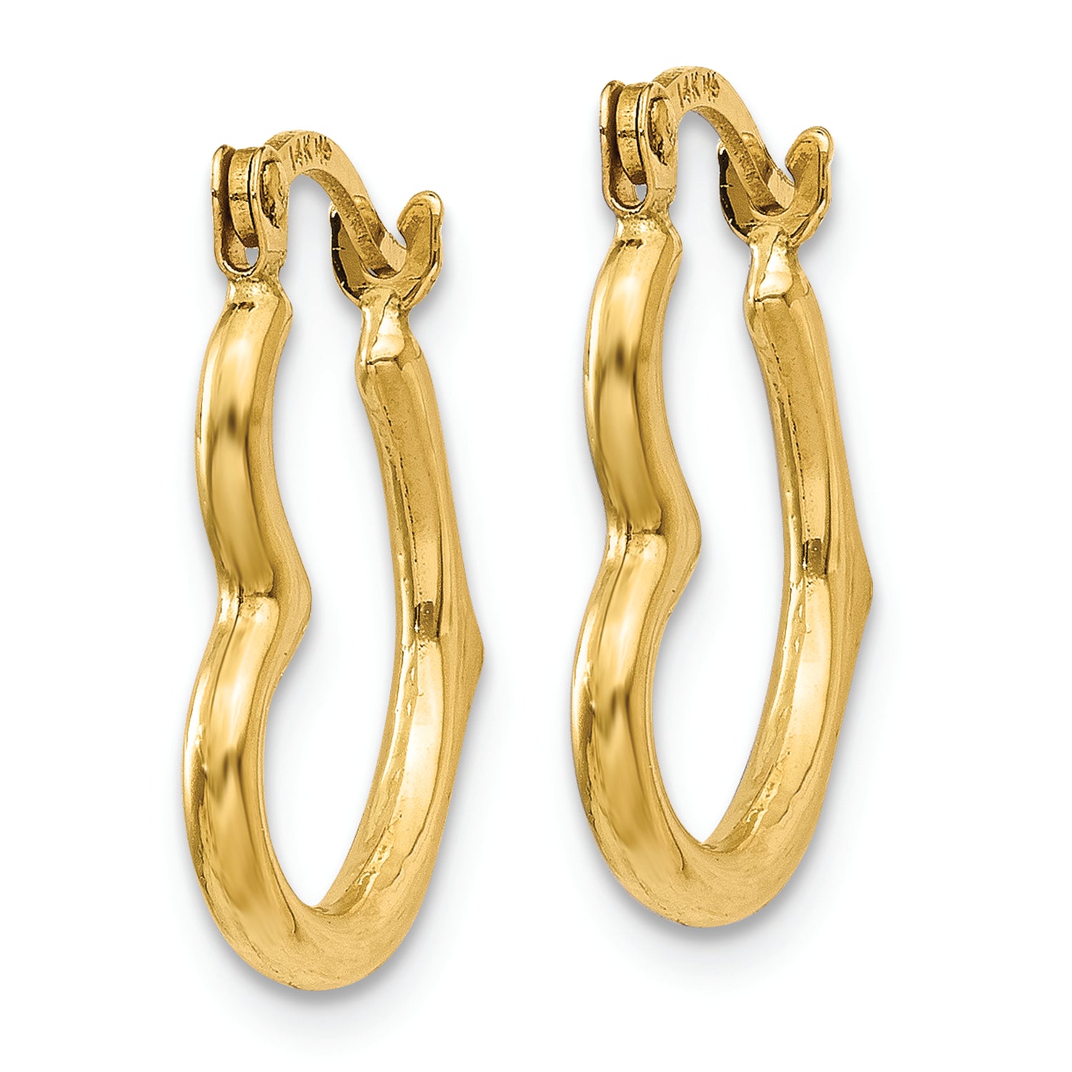 14K Yellow Gold Heart Shaped Hoop Earrings – Lightweight & Elegant